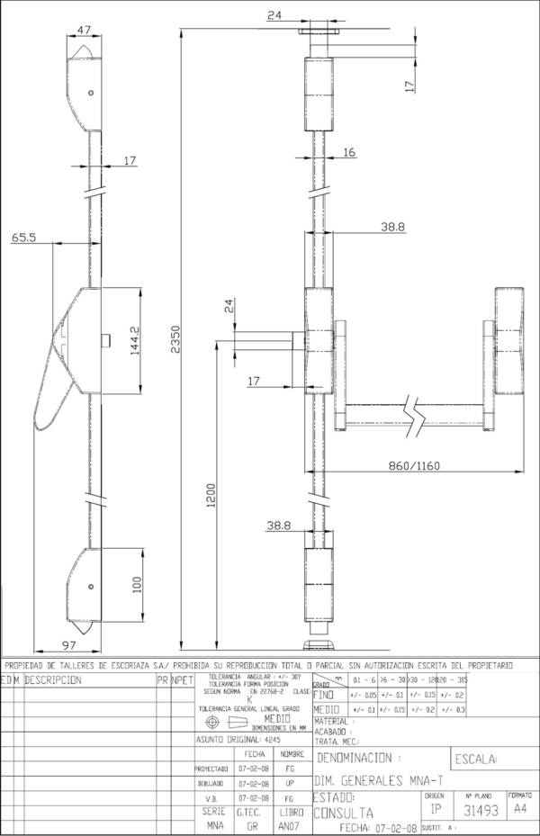 Vícebodová paniková hrazda Assa Abloy PED200 - Obrázek 2